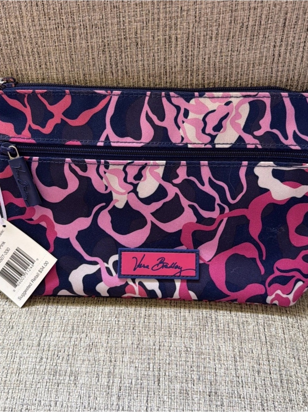NWT Authentic Vera Bradley Lighten Up Travel Cosmetic - Katalina Pink